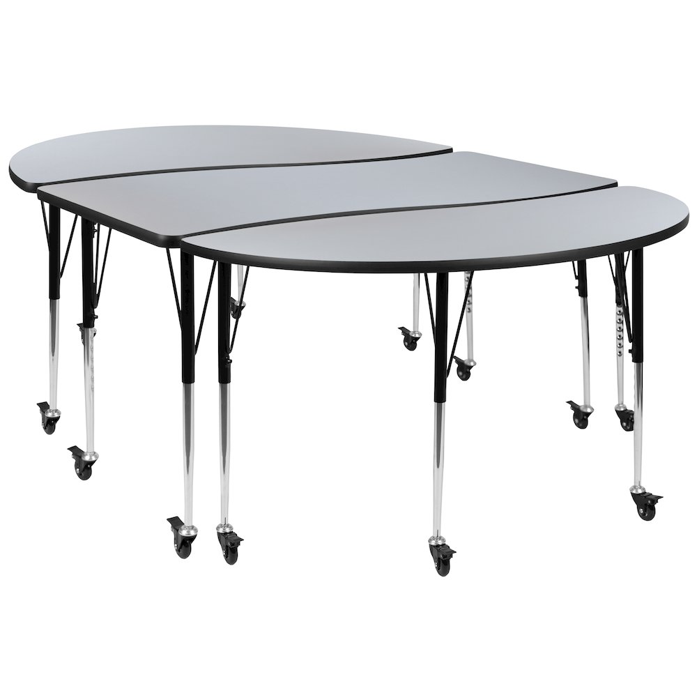 3 Piece Mobile 86" Wave Grey Thermal Activity Table Set-Standard Height Legs. Picture 1