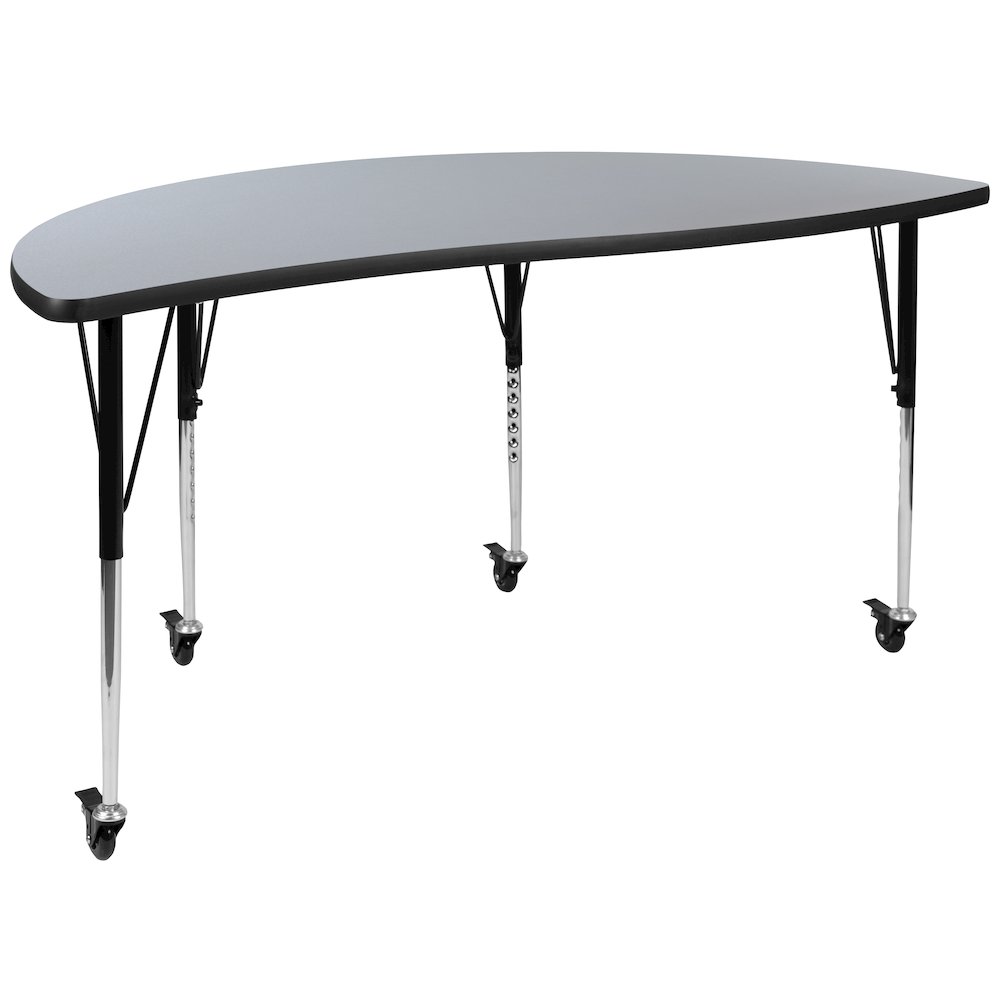 3 Piece Mobile 86" Wave Grey Thermal Activity Table Set-Standard Height Legs. Picture 9