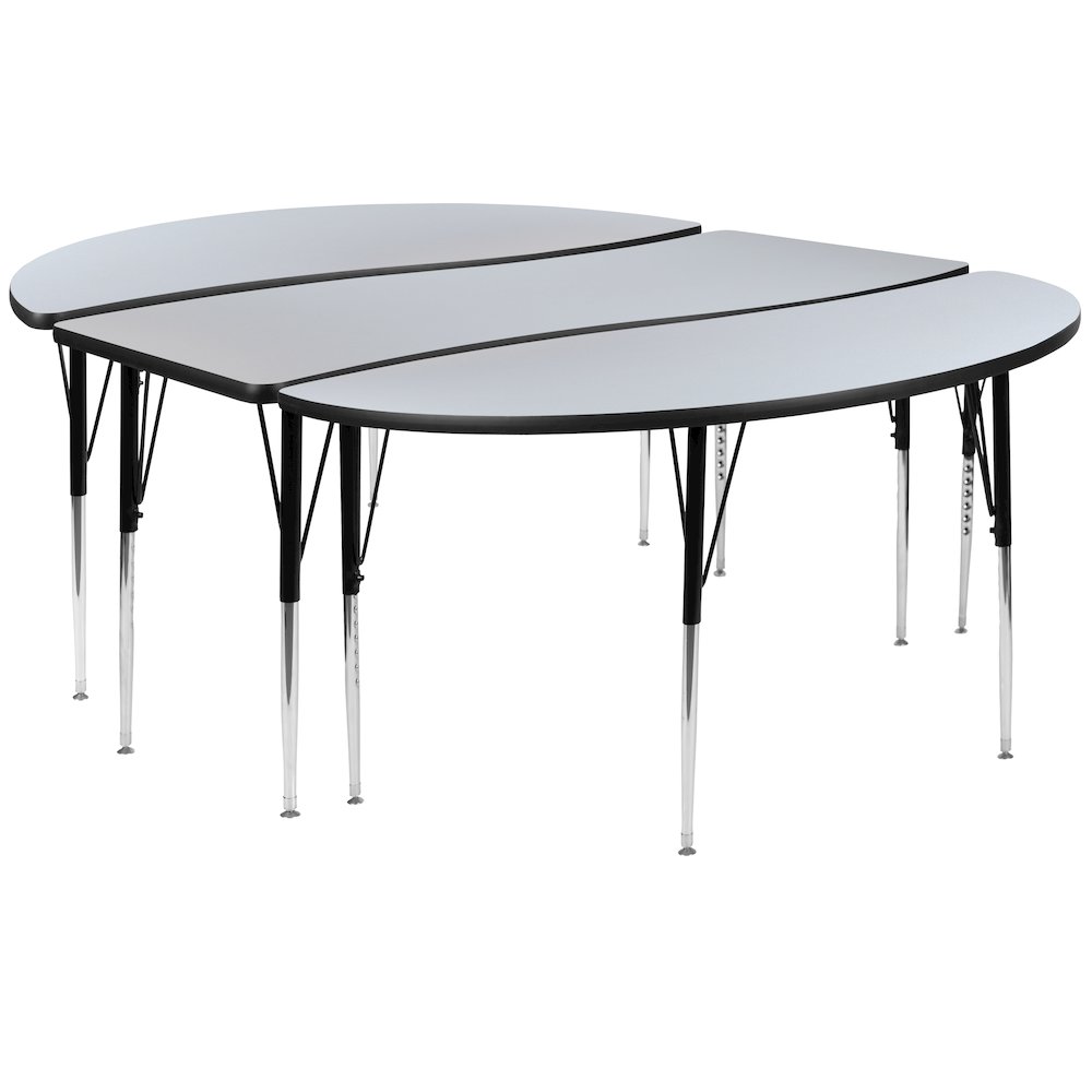 2 Piece 86" Wave Grey Thermal Activity Table Set - Standard Height Legs. Picture 1