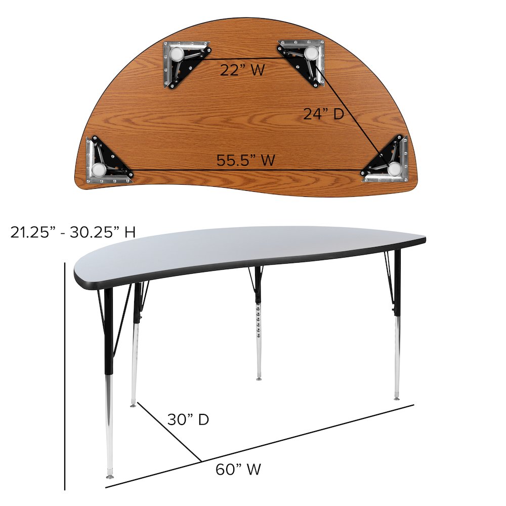 2 Piece 86" Wave Grey Thermal Activity Table Set - Standard Height Legs. Picture 6