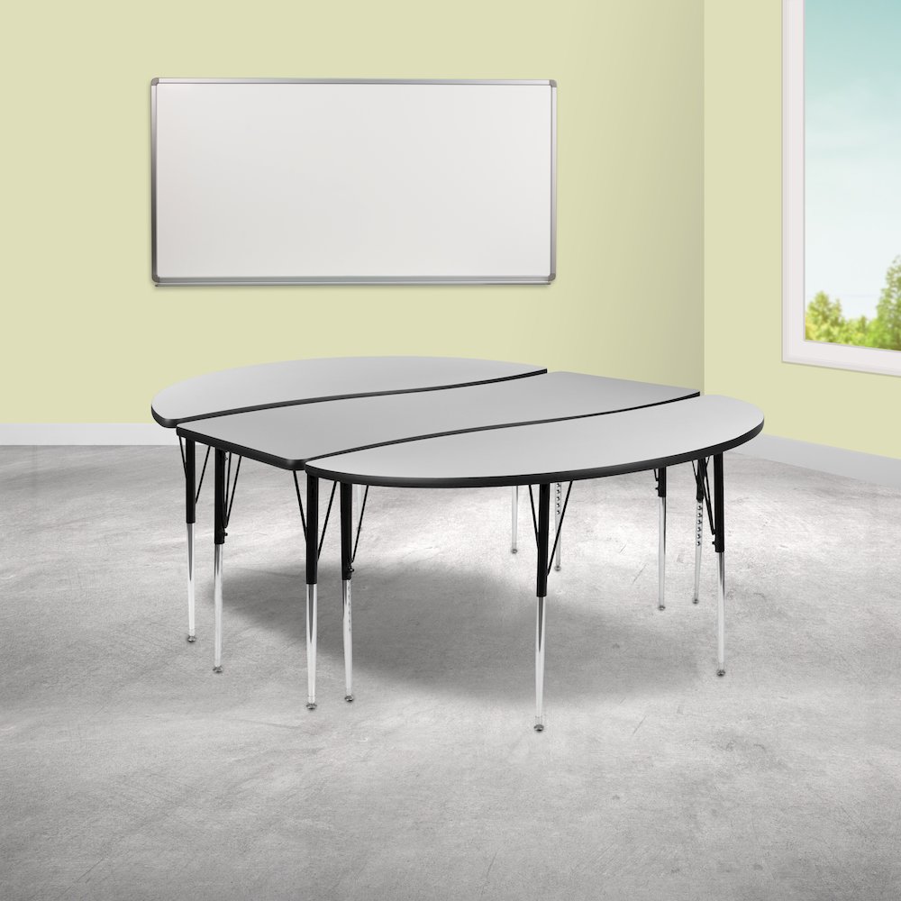 2 Piece 86" Wave Grey Thermal Activity Table Set - Standard Height Legs. Picture 2