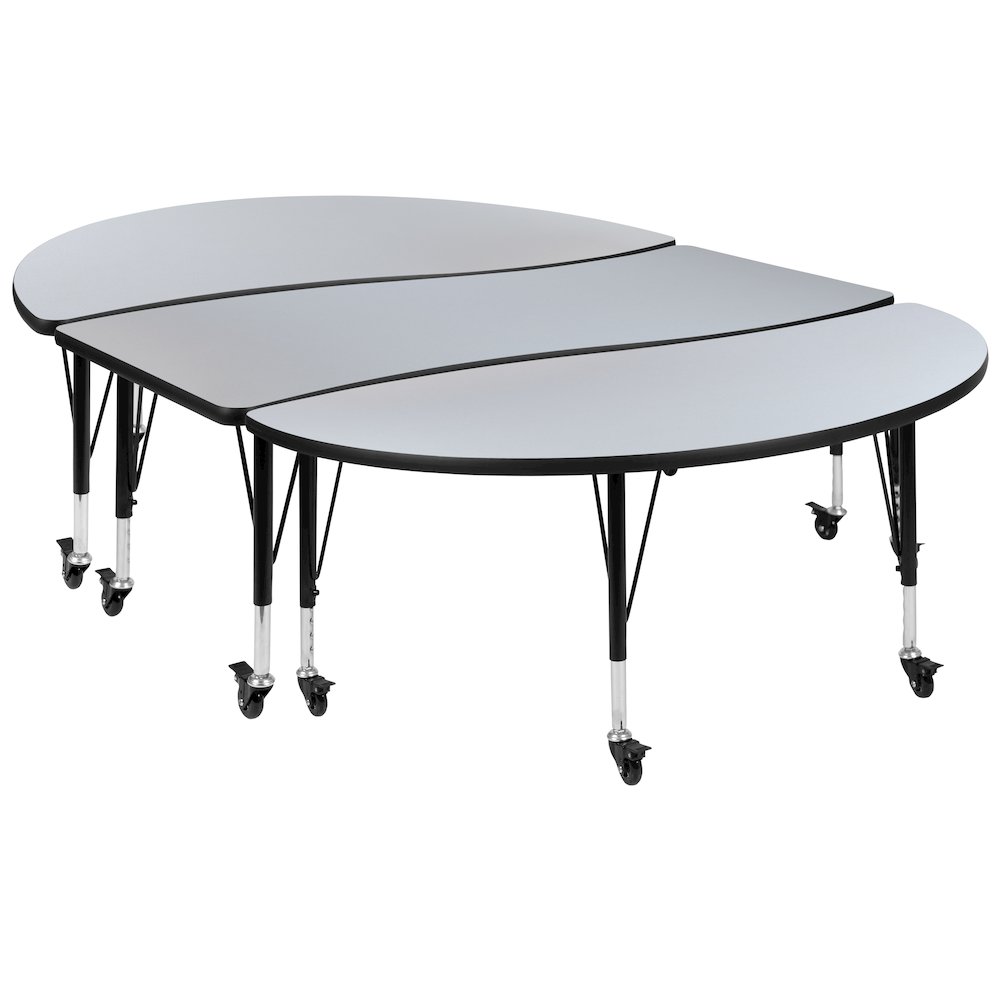 3 Piece Mobile 86" Wave Grey Thermal Activity Table Set - Height Short Legs. Picture 1
