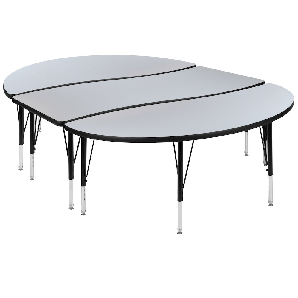 2 Piece 86" Wave Grey Thermal Activity Table Set - Height Adjustable Short Legs. Picture 1