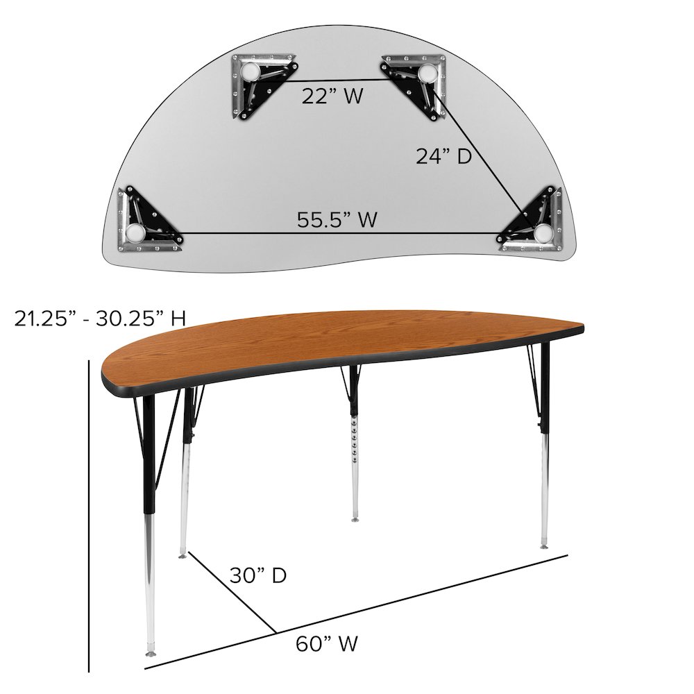 2 Piece 86" Wave Oak Thermal Activity Table Set - Standard Height Legs. Picture 6