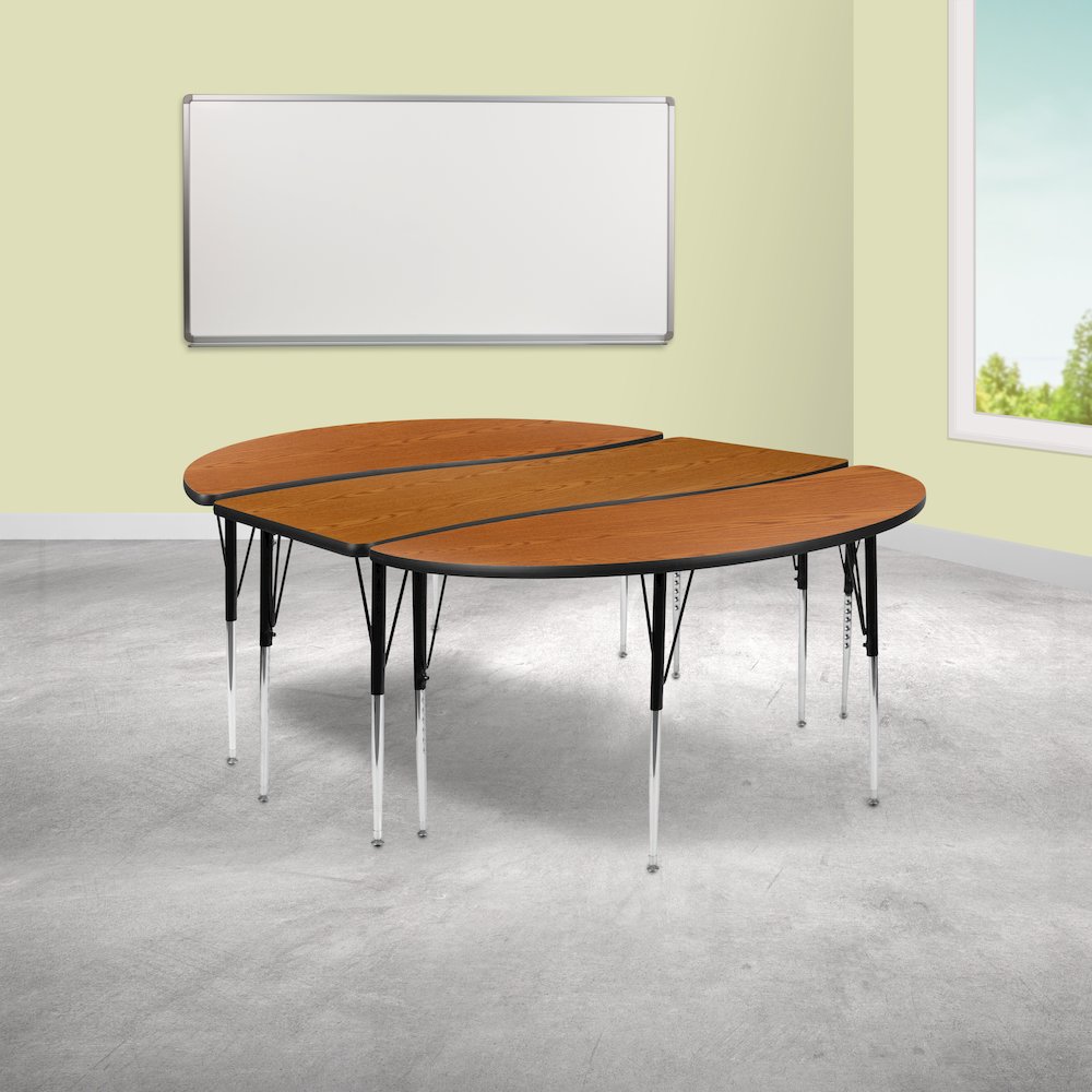 2 Piece 86" Wave Oak Thermal Activity Table Set - Standard Height Legs. Picture 2