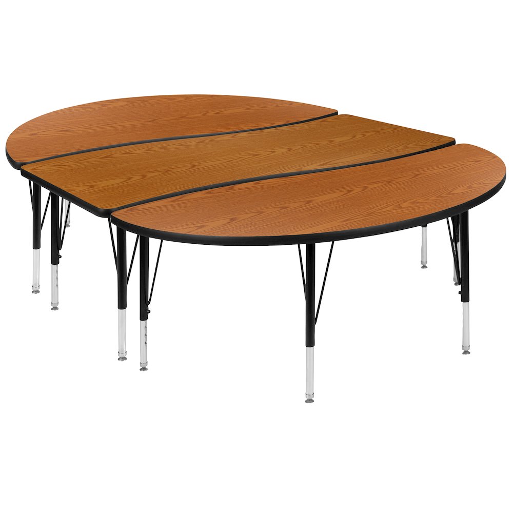 2 Piece 86" Wave Oak Thermal Activity Table Set - Height Adjustable Short Legs. Picture 1
