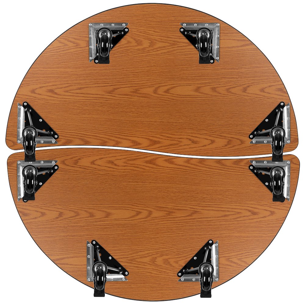 2 Piece Mobile 47.5" Circle Wave Grey Thermal Adjustable Activity Table Set. Picture 9