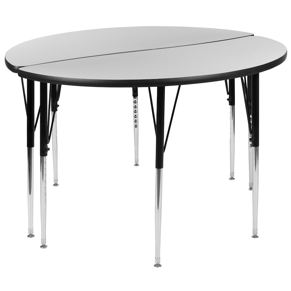 2 Piece 47.5" Circle Wave Grey Thermal Activity Table Set - Standard Height Legs. Picture 1
