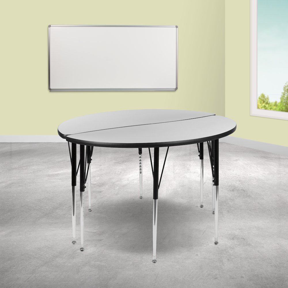 2 Piece 47.5" Circle Wave Grey Thermal Activity Table Set - Standard Height Legs. Picture 2