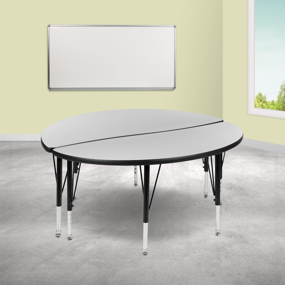 2 Piece 47.5" Circle Wave Grey Thermal Activity Table Set - Height Short Legs. Picture 2