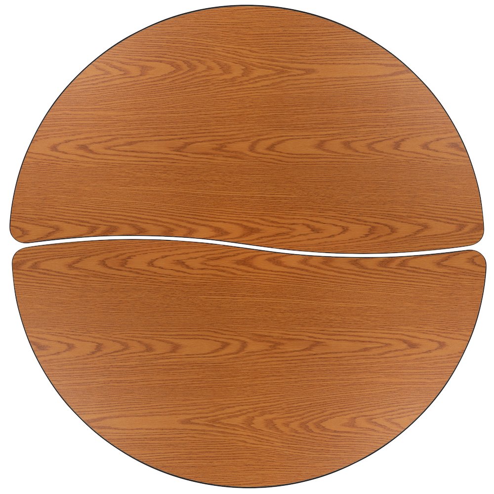 2 Piece Mobile 47.5" Circle Wave Oak Thermal Adjustable Activity Table Set. Picture 8