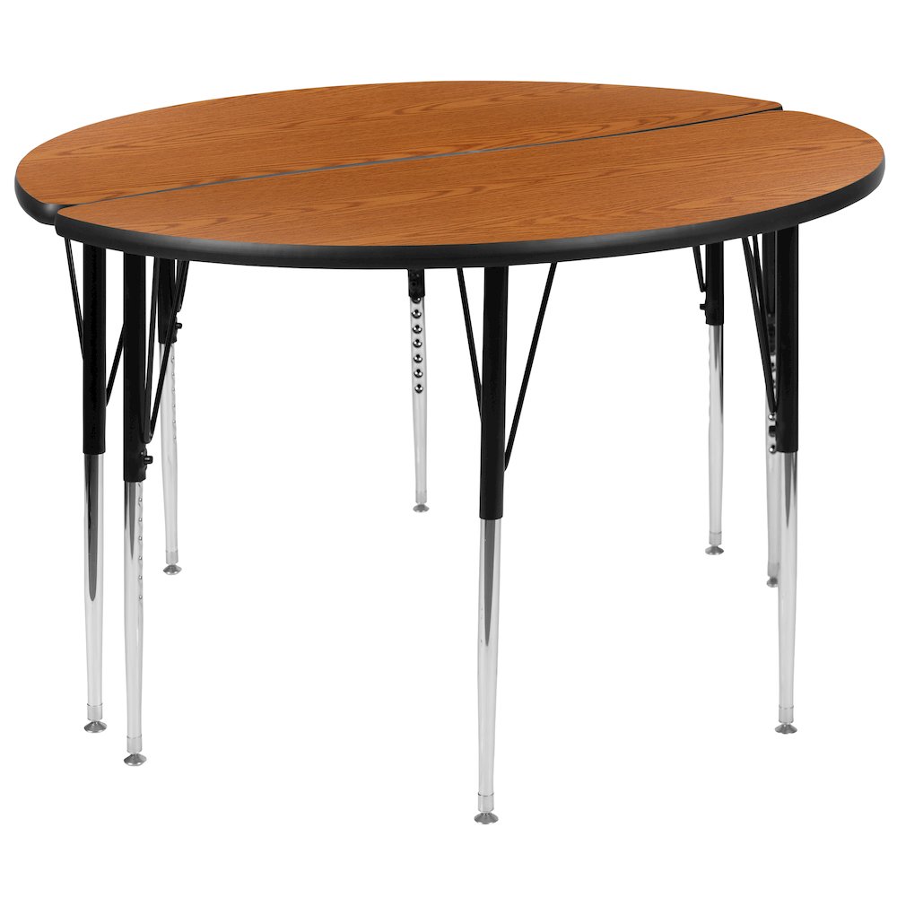 2 Piece 47.5" Circle Wave Oak Thermal Activity Table Set - Standard Height Legs. Picture 1