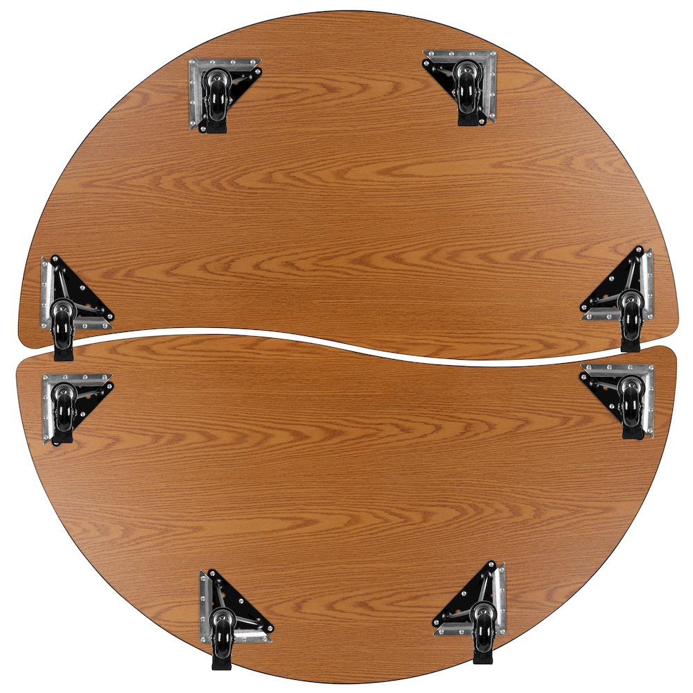2 Piece Mobile Emmy 60" Circle Wave Grey Thermal Adjustable Activity Table Set. Picture 9