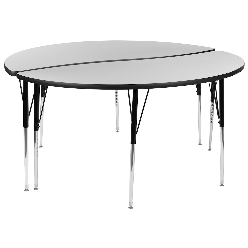 2 Piece Emmy 60" Circle Wave Grey Thermal Activity Table Set. Picture 1
