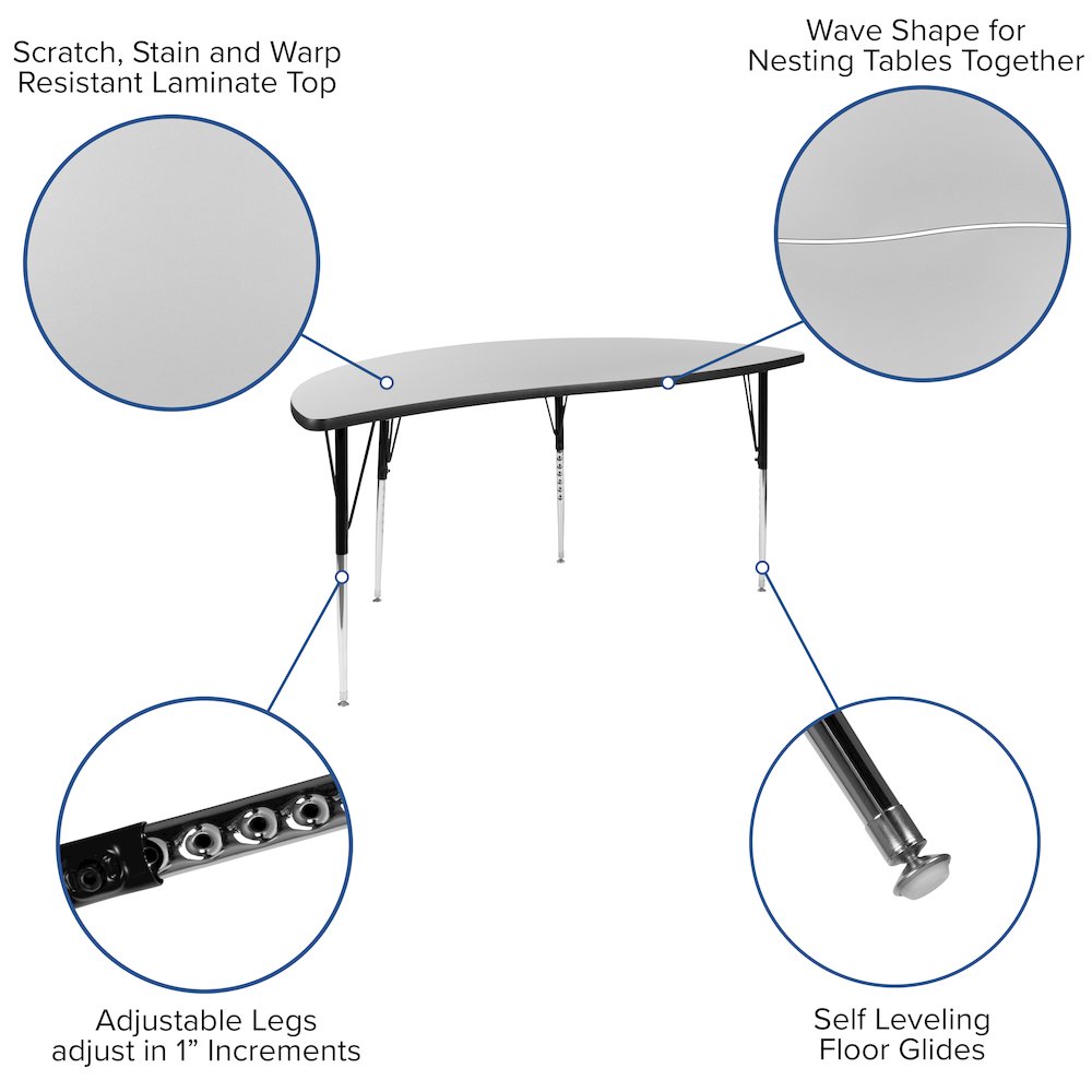 2 Piece Emmy 60" Circle Wave Grey Thermal Activity Table Set. Picture 4