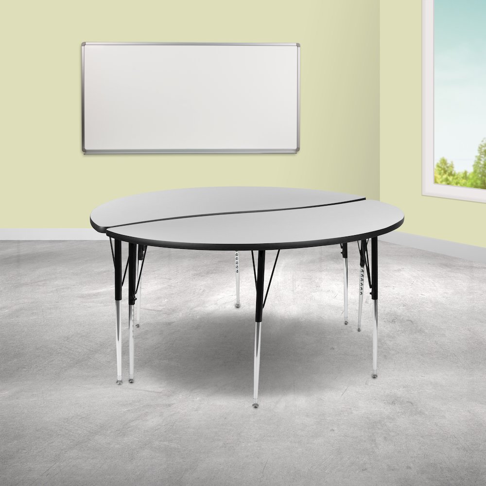 2 Piece Emmy 60" Circle Wave Grey Thermal Activity Table Set. Picture 2