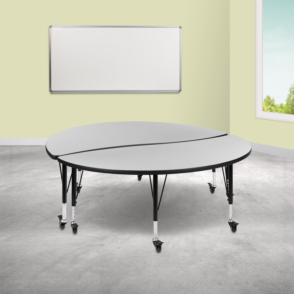 2 Piece Mobile Emmy 60" Circle Wave Grey Thermal Kids Activity Table Set. Picture 2