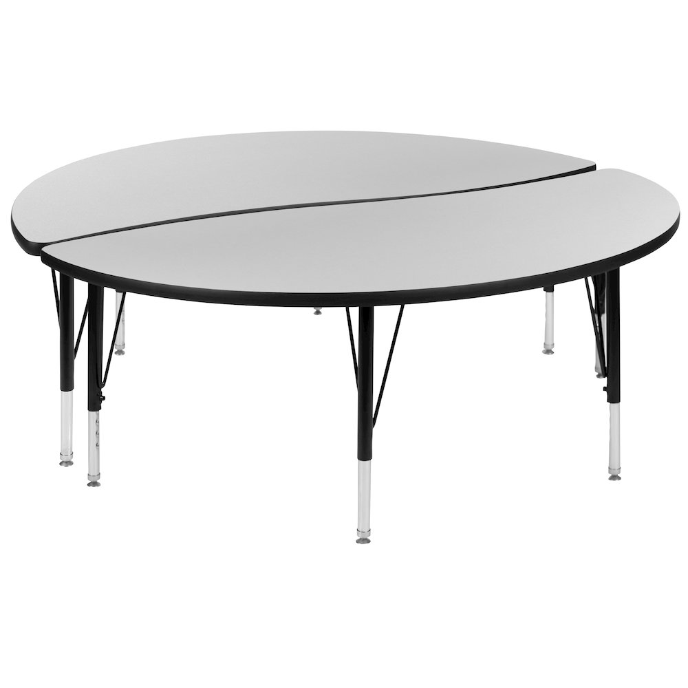 2 Piece Emmy 60" Circle Wave Grey Thermal Activity Table Set - Height Short Legs. Picture 1