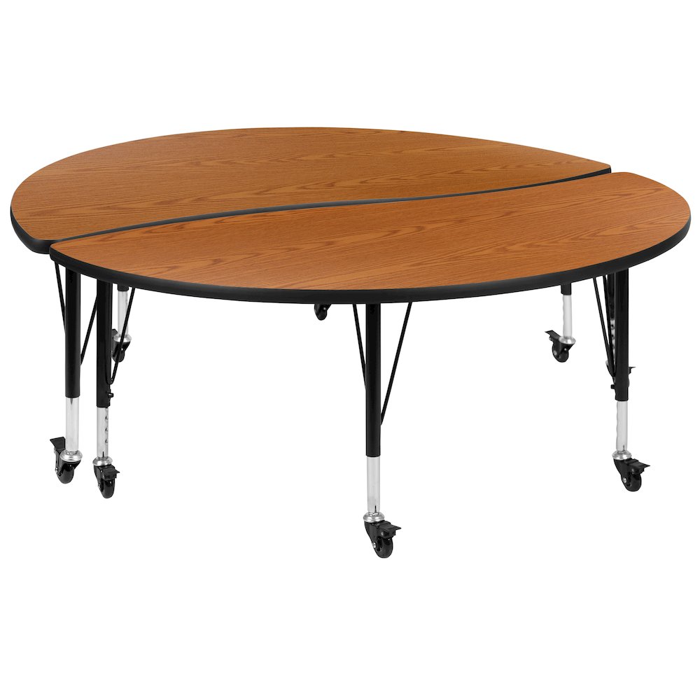 2 Piece Mobile Emmy 60" Circle Wave Oak Thermal Kids Activity Table Set. Picture 1