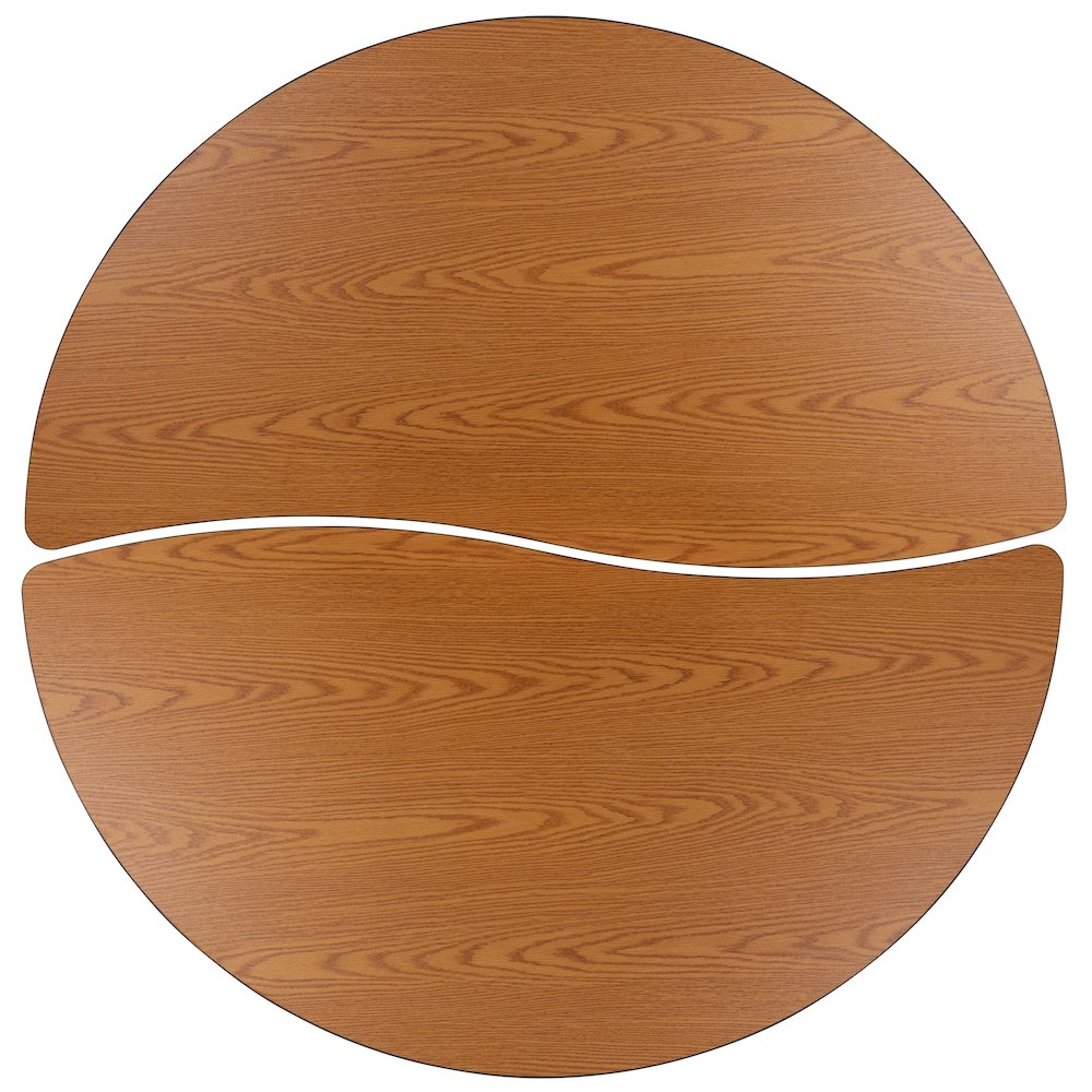 2 Piece Mobile Emmy 60" Circle Wave Oak Thermal Kids Activity Table Set. Picture 8
