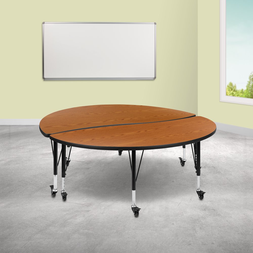 2 Piece Mobile Emmy 60" Circle Wave Oak Thermal Kids Activity Table Set. Picture 2