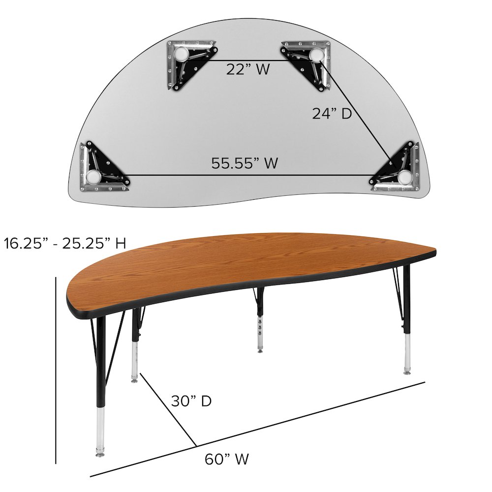 2 Piece Emmy 60" Circle Wave Oak Thermal Activity Table Set - Height Short Legs. Picture 5