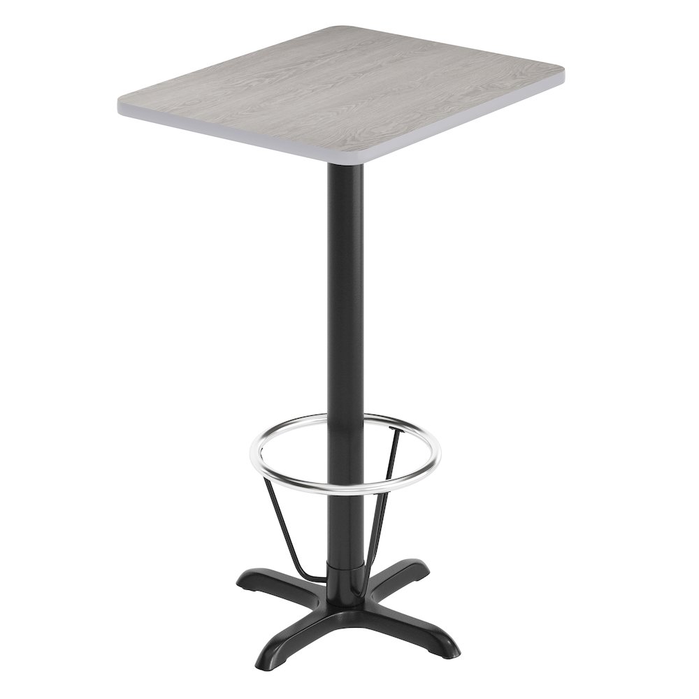24'' x 30'' Gray Rectangular Laminate Table Top with Black Bar Height Base. Picture 1