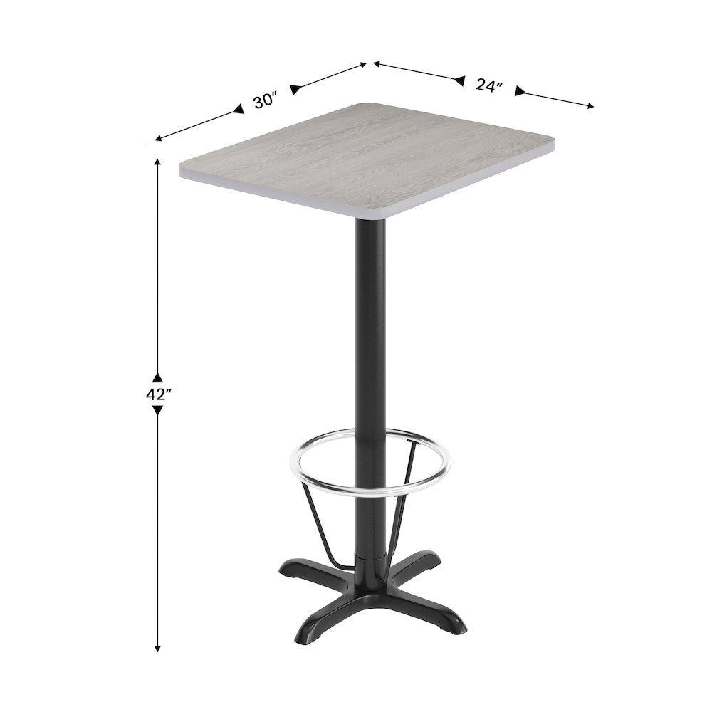24'' x 30'' Gray Rectangular Laminate Table Top with Black Bar Height Base. Picture 5
