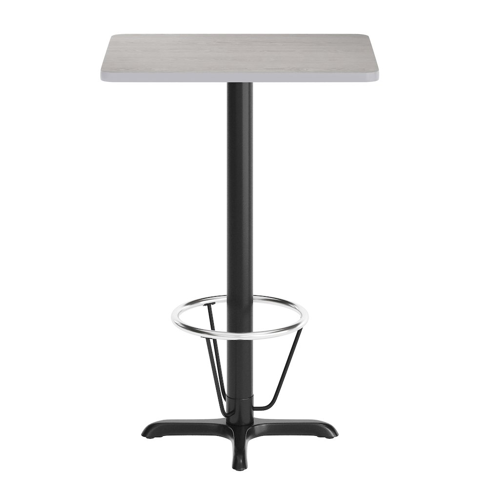 24'' x 30'' Gray Rectangular Laminate Table Top with Black Bar Height Base. Picture 8