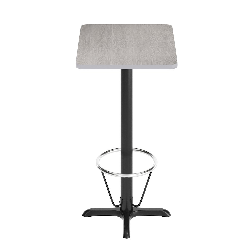 24'' x 30'' Gray Rectangular Laminate Table Top with Black Bar Height Base. Picture 7