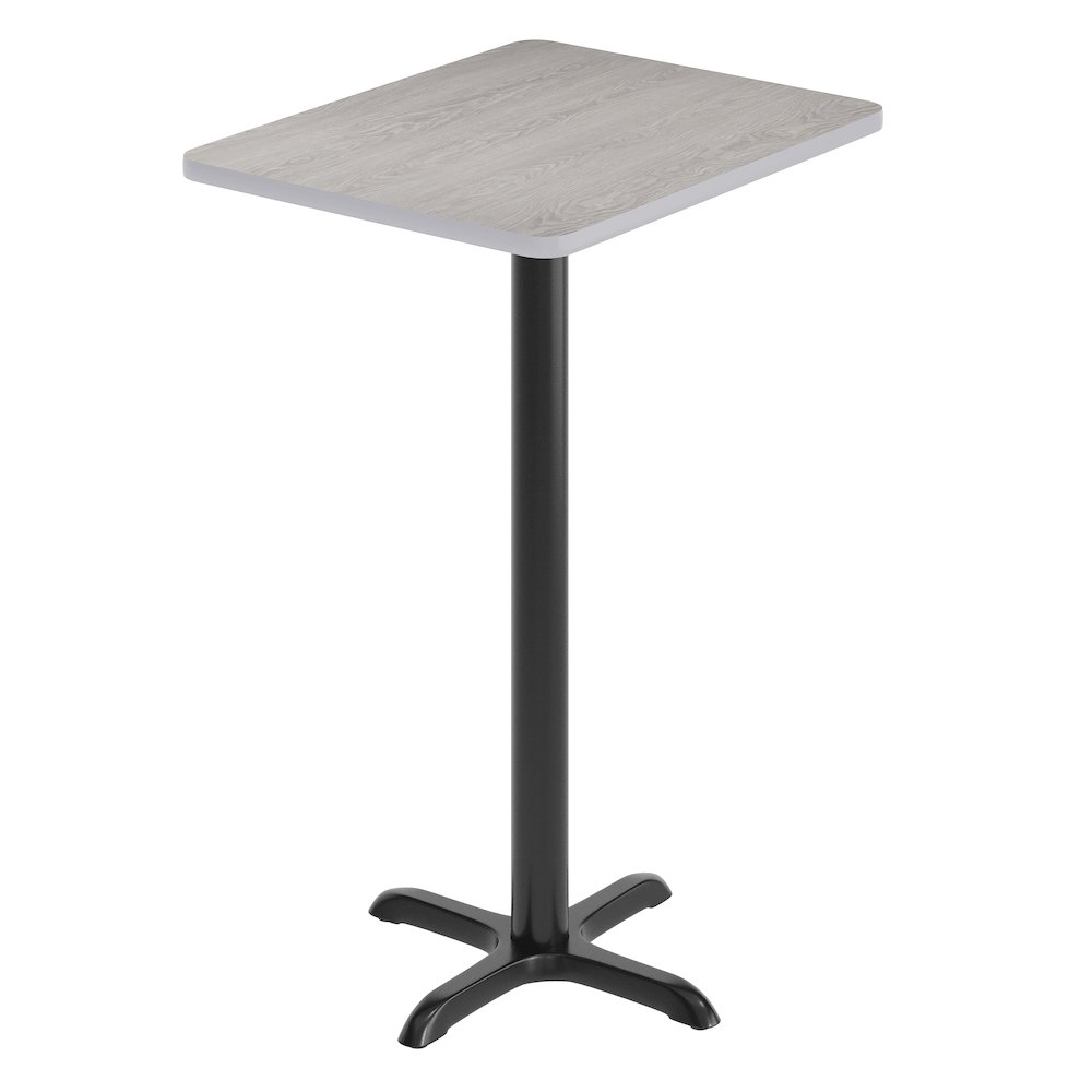 24'' x 30'' Gray Rectangular Laminate Table Top with Black Bar Height Base. Picture 1