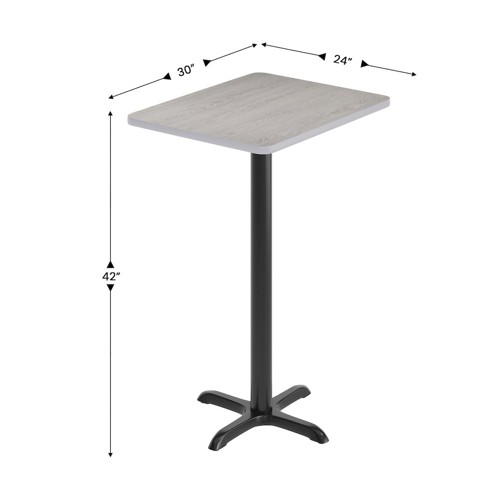24'' x 30'' Gray Rectangular Laminate Table Top with Black Bar Height Base. Picture 5