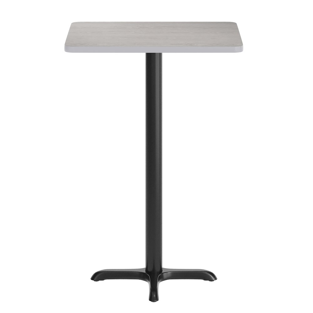 24'' x 30'' Gray Rectangular Laminate Table Top with Black Bar Height Base. Picture 8