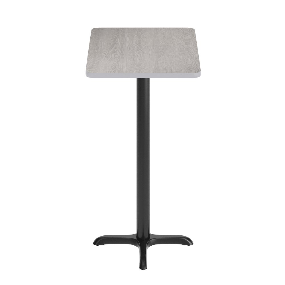 24'' x 30'' Gray Rectangular Laminate Table Top with Black Bar Height Base. Picture 7