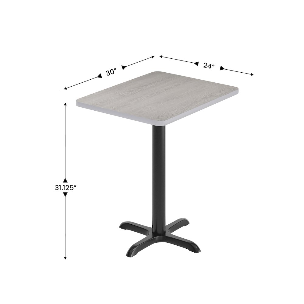24'' x 30'' Gray Rectangular Laminate Table Top with Black Table Height Base. Picture 5
