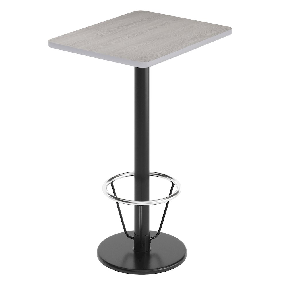 24'' x 30'' Gray Rectangular Laminate Table Top with Black Round Bar Table Base. Picture 1