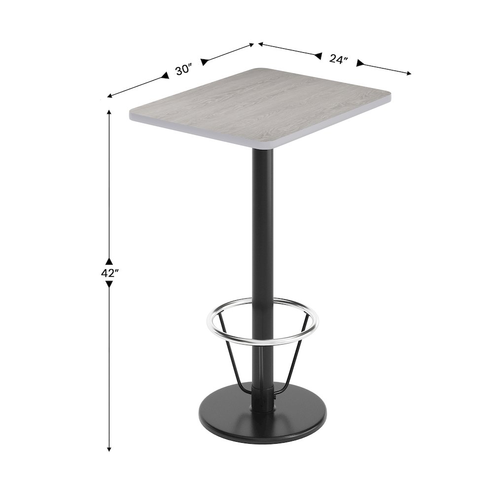 24'' x 30'' Gray Rectangular Laminate Table Top with Black Round Bar Table Base. Picture 5