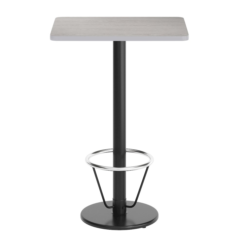 24'' x 30'' Gray Rectangular Laminate Table Top with Black Round Bar Table Base. Picture 8