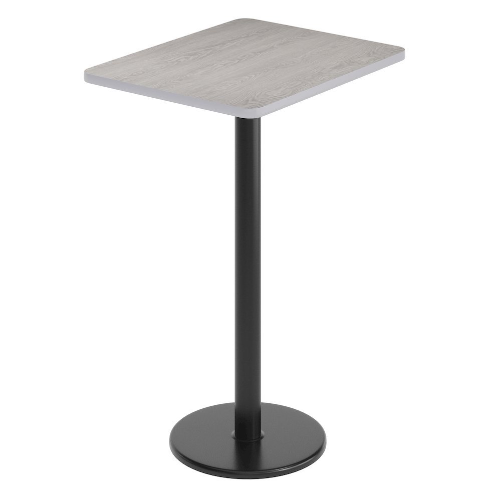 24'' x 30'' Gray Rectangular Laminate Table Top with Black Round Bar Table Base. Picture 1