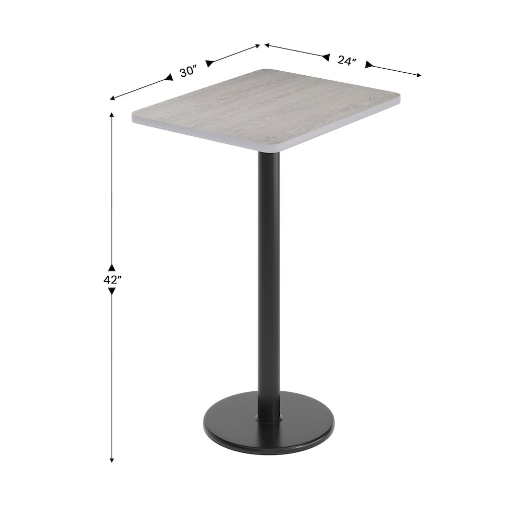 24'' x 30'' Gray Rectangular Laminate Table Top with Black Round Bar Table Base. Picture 5