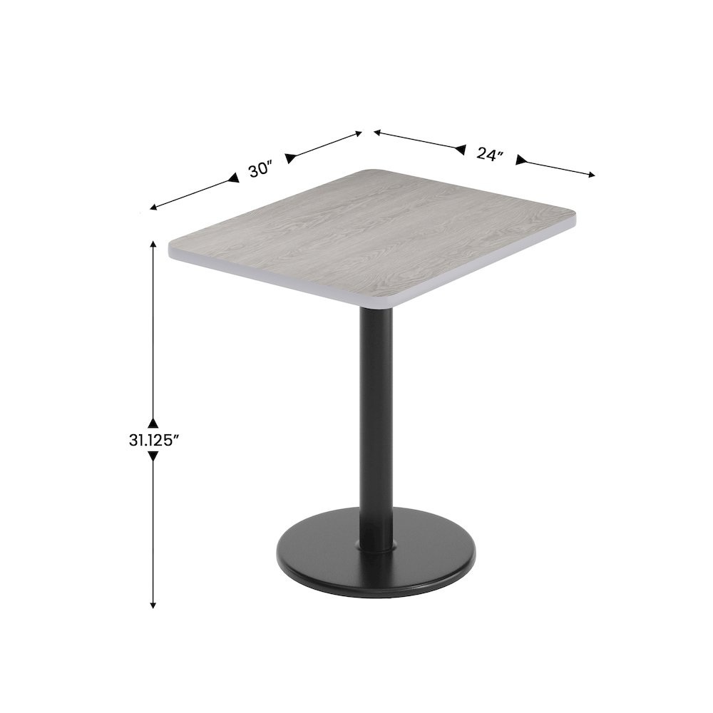 24'' x 30'' Gray Rectangular Laminate Table Top with Black Round Table Base. Picture 5