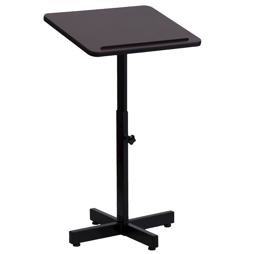 Adjustable Height Metal Lectern in Mahogany. Picture 1