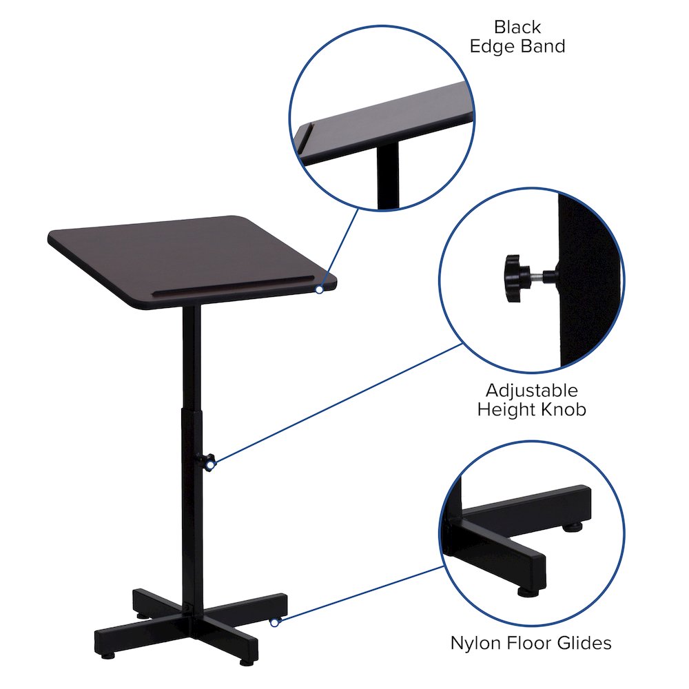 Adjustable Height Metal Lectern in Mahogany. Picture 5