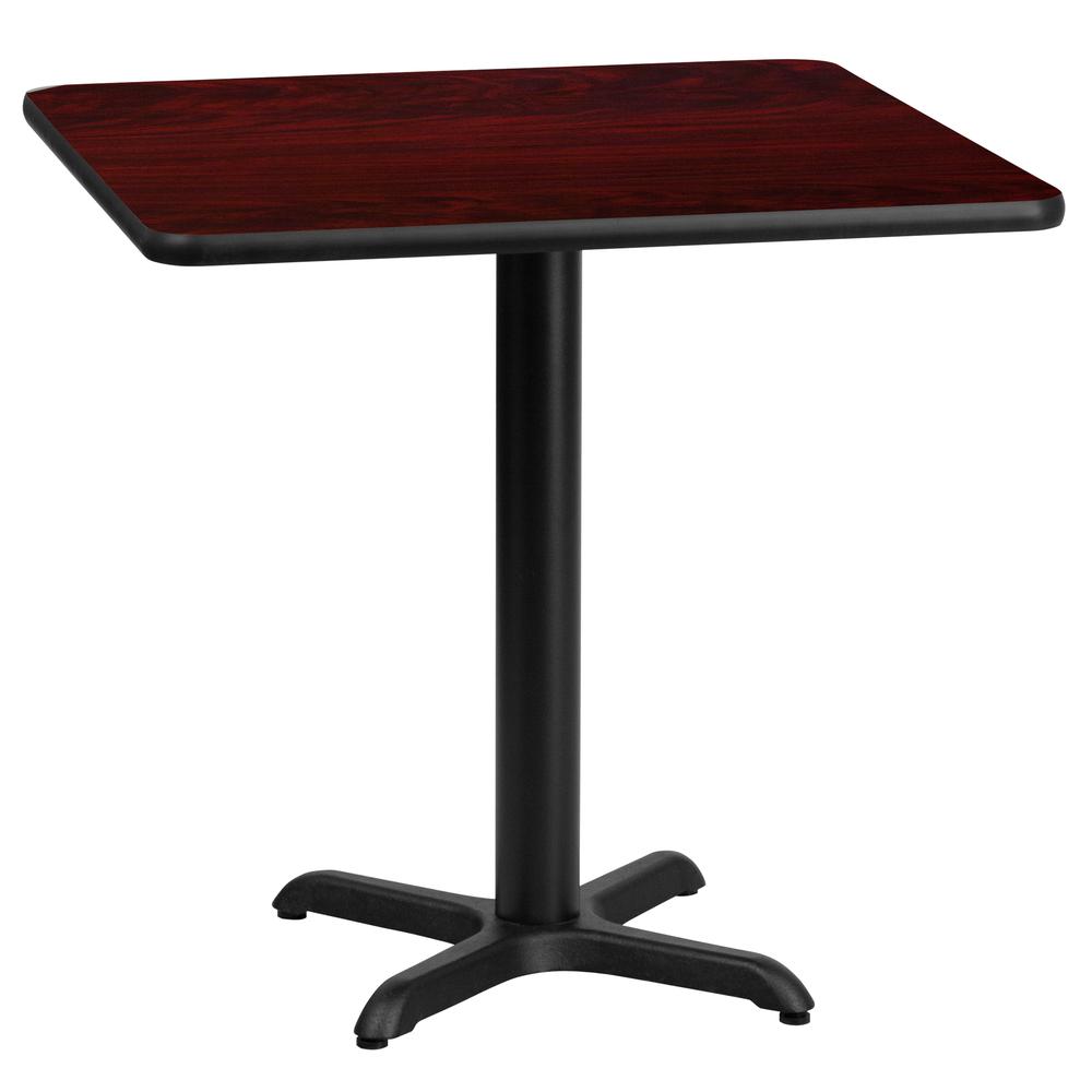 24'' Square Mahogany Laminate Table Top with 22'' x 22'' Table Height Base. Picture 1