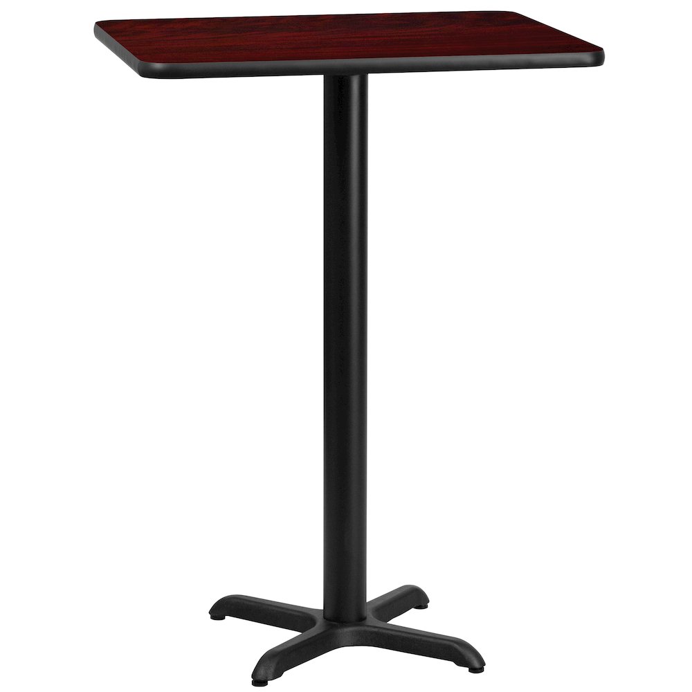24'' x 30'' Mahogany Table Top with 22'' x 22'' Bar Height Table Base. Picture 1