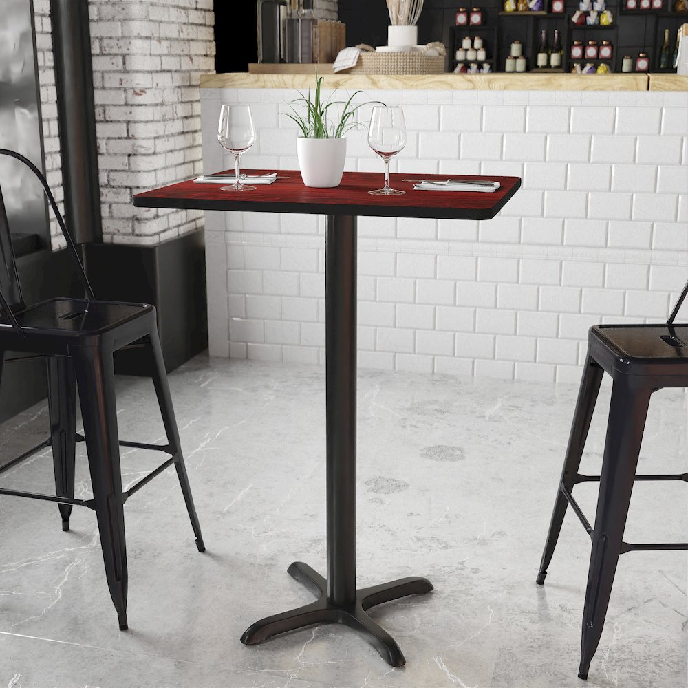 24'' x 30'' Mahogany Table Top with 22'' x 22'' Bar Height Table Base. Picture 2