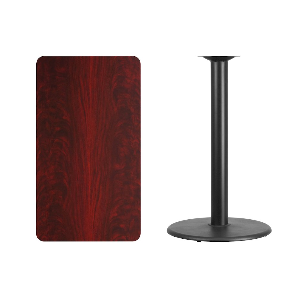 24'' x 42'' Rectangular Mahogany Table Top with 24'' Round Bar Height Table Base. Picture 4