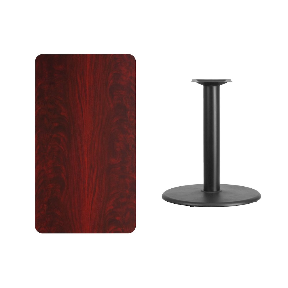 24'' x 42'' Rectangular Mahogany Table Top with 24'' Round Table Height Base. Picture 3