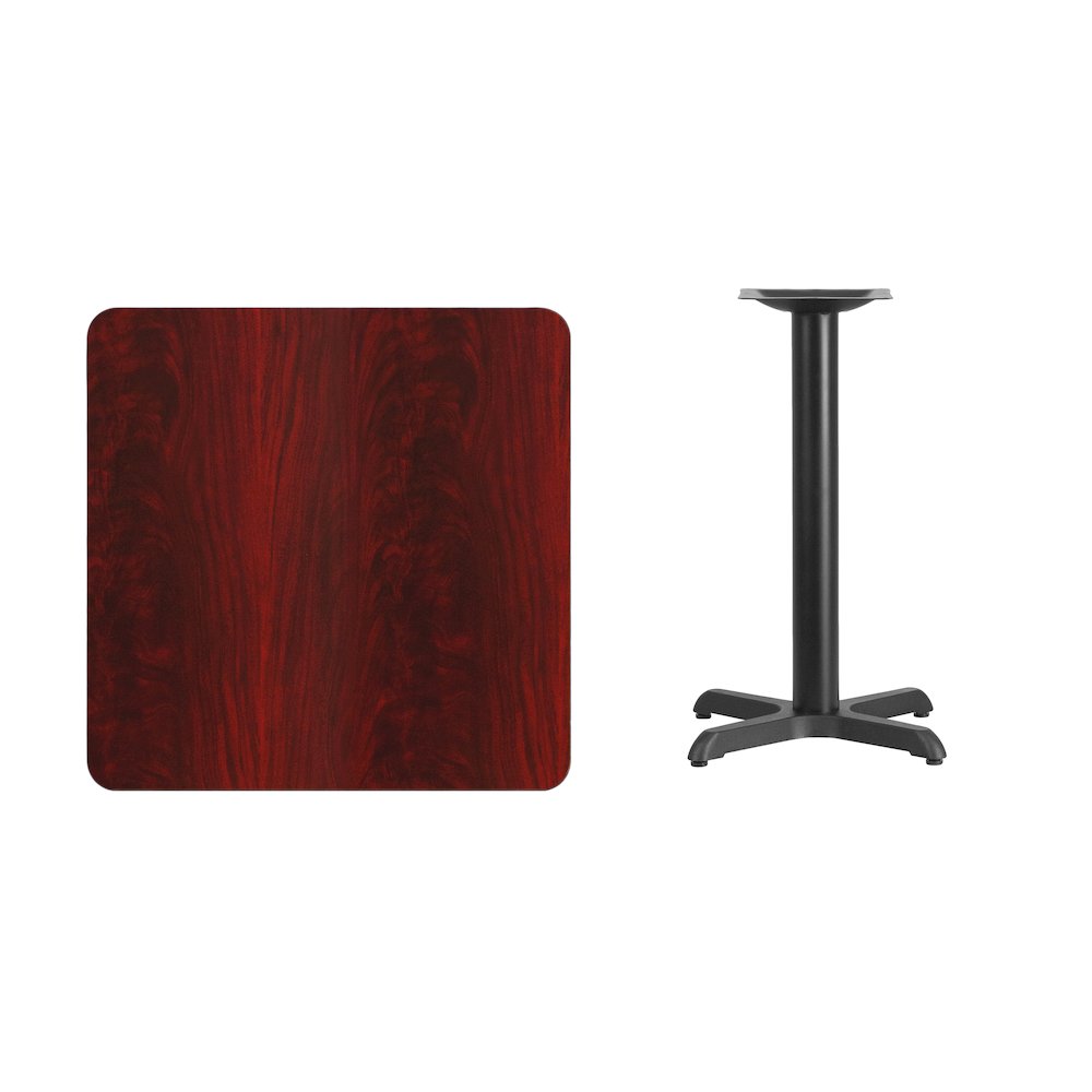 30'' Square Mahogany Laminate Table Top with 22'' x 22'' Table Height Base. Picture 3