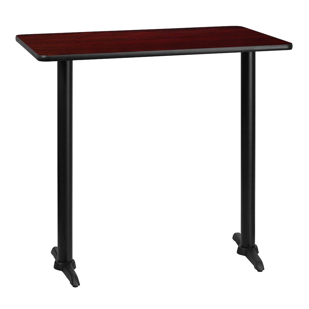 30'' x 42'' Mahogany Table Top with 5'' x 22'' Bar Height Table Bases. Picture 1